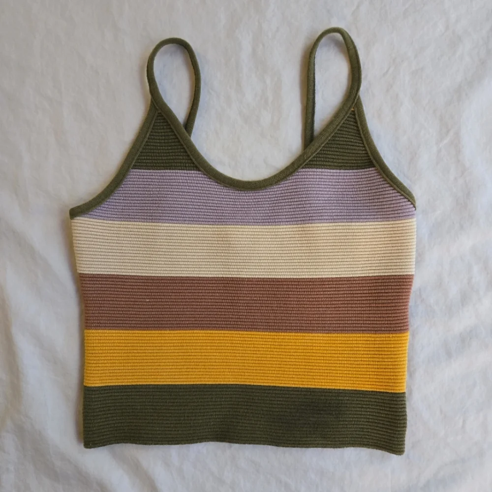 Dreamers Retro Stripe 90s Y2K Knit Spaghetti Strap Tank Top XS - Picture 1 of 9